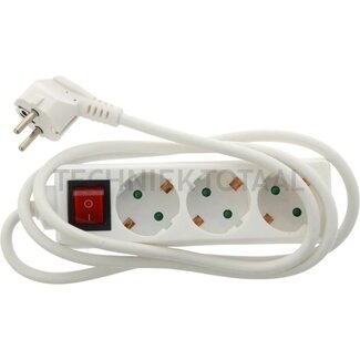 Multi-socket for 3 round plugs | with power switch | white