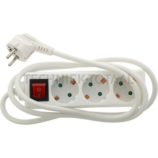 Multi-socket for 3 round plugs | with power switch | white - 11361