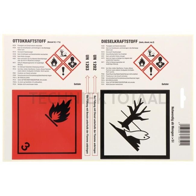 HÜNERSDORFF Stickers Otto-/dieselbrandstof