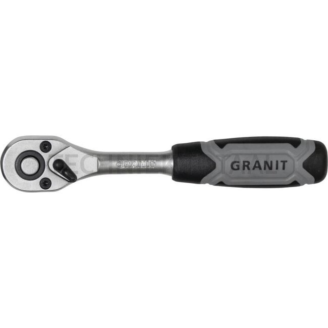 GRANIT BLACK EDITION 1/4" omschakelbare ratel, 72 tands - 7301048 | 2-componenten handgreep | Chroom vanadium | Fijne vertanding met 72 tanden | Met kogelzekering op de ratelkop
