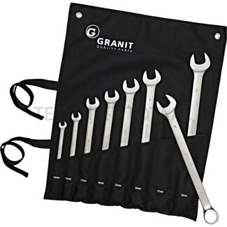 GRANIT BLACK EDITION Ring-Teilungschlüsselsatz XL 10 - 30 mm, 15° gebogen - 8 teilig