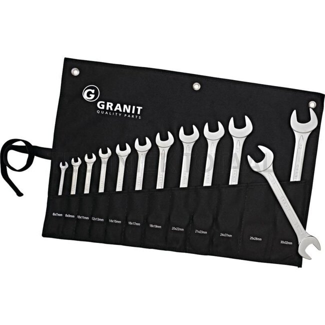 GRANIT BLACK EDITION Double open-ended spanner set 6-32 mm 12 pcs.