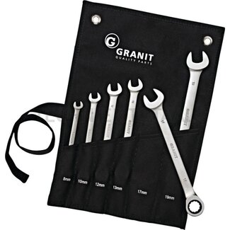 GRANIT BLACK EDITION Ringratel-steeksleutelset 8 - 19 mm, 72 tanden - 6 delig
