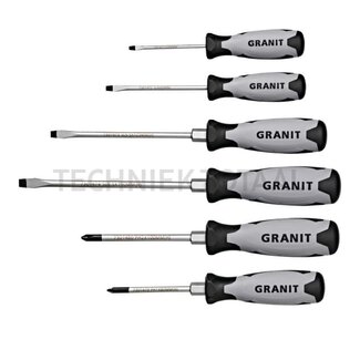 GRANIT BLACK EDITION Schroevendraaierset PH1-PH2, zaagsnede 3 - 6,5 mm - 6 delig