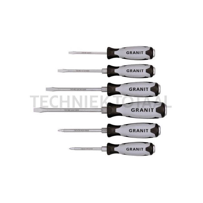 GRANIT BLACK EDITION Schroevendraaierset met slagkappen 6 delig