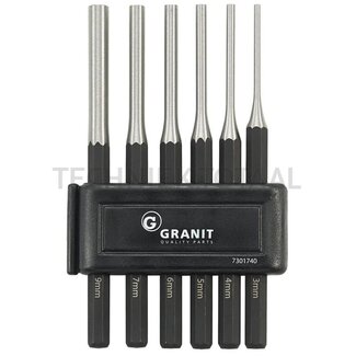 GRANIT BLACK EDITION Splinttreiber-Satz achteckig 3 - 9 mm, Länge 150 mm - 6 Stück