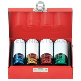KS Tools 1/2" aluminium rim impact socket set, 4 pcs., 17-22 mm 4 pcs.  In sheet metal box