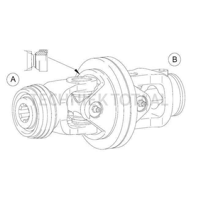 Walterscheid Joint - 395113326, 113326, 1134294, 1113326, 134294 | Size: P580 | A (profile): 1 3/8" 6 splines | B (profile): S4 | Type: PJ | Lock: QSG | With push-pull lock