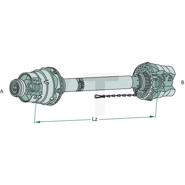 Walterscheid PTO shaft - 395800122, 113170, 1113170, 691672, 1691672, 1800122 | Size: 2480 | Lz (mm): 1210 | A (profile): 1 3/8" 6 splines | B (profile): 1 3/8" 6 splines | Profile pair: 1bGA/2aG | Universal joint size A profile (mm): 32 x 76 x 27 x 94 | Universal joi
