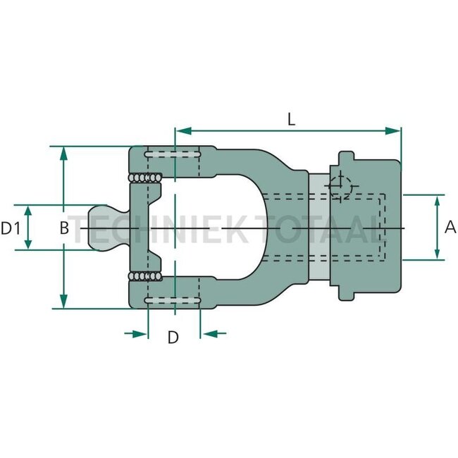 Walterscheid AS yoke 35.83.830 - 395135299, 35.83.830+, 1135299, 135299 | Size: 2480 | A (profile): 1 3/8" 6 splines | B (mm): 86 | D (mm): 32 | D1 (mm): 27 | L (mm): 118 | For series W