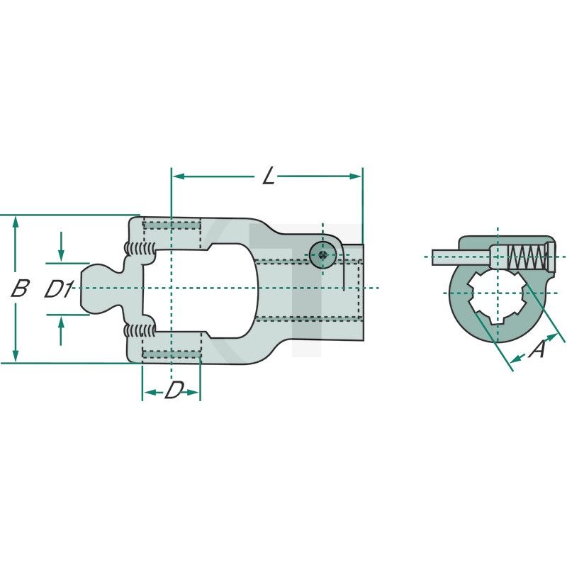 Walterscheid Aansluitgaffel 1 3/8 inch 6 spline, 2480, D 32 mm, D1 27 mm, L 112 mm, foto 2 van 2