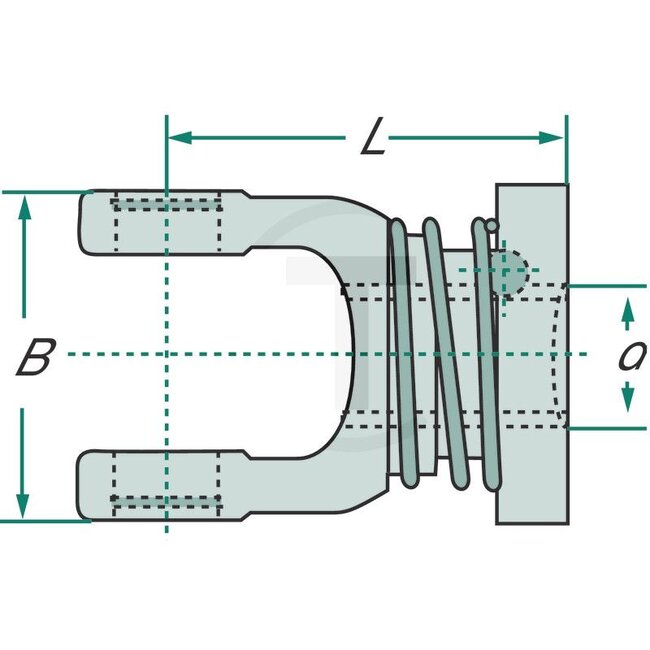 Walterscheid AS yoke - 395362428, 1362428, 36.83.100, 362428 | Size: 2500 | A (profile): 1 3/8" 6 splines | B (mm): 100 | D (mm): 36 | L (mm): 133 | For series W
