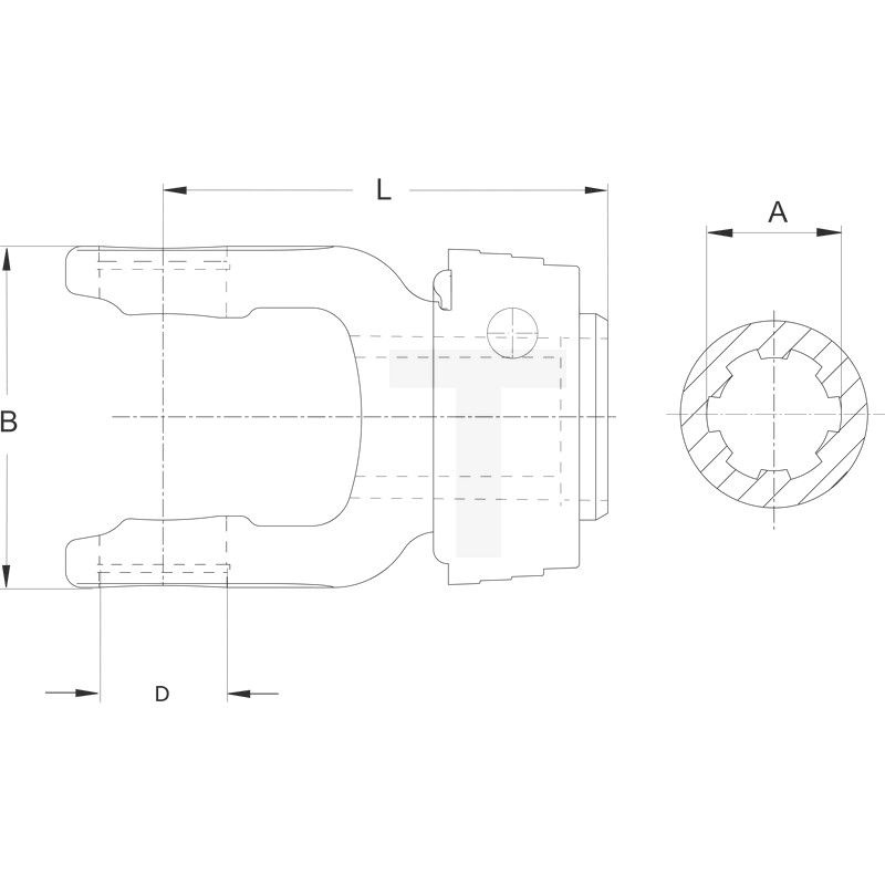 Walterscheid Aansluitgaffel 1 3/8 inch 6 spline, 2400, D 32 mm, L 112 mm, ASGE, foto 2 van 2
