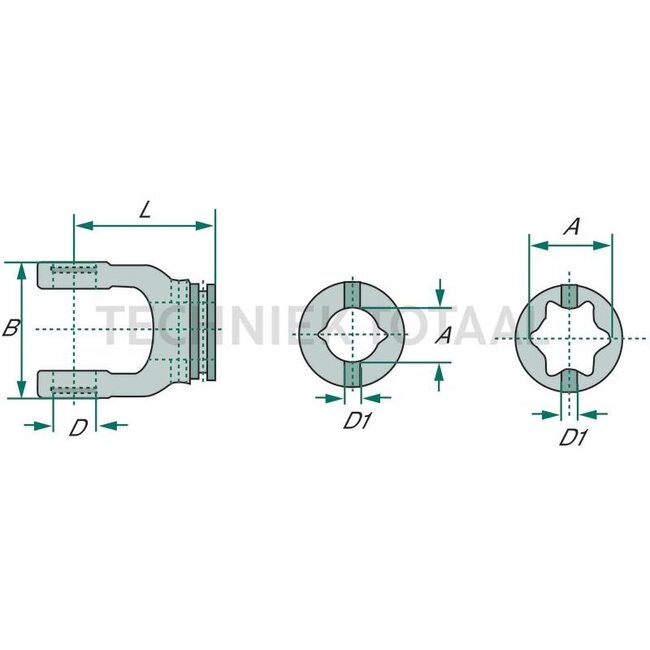 Walterscheid Inboard yoke - 395097140, 36.14.100, 1097140, 097140 | Size: 2500 | A (profile): S5 | B (mm): 100 | D (mm): 36 | D1 (mm): 10 | L (mm): 112 | Groove: SC25 | For series W