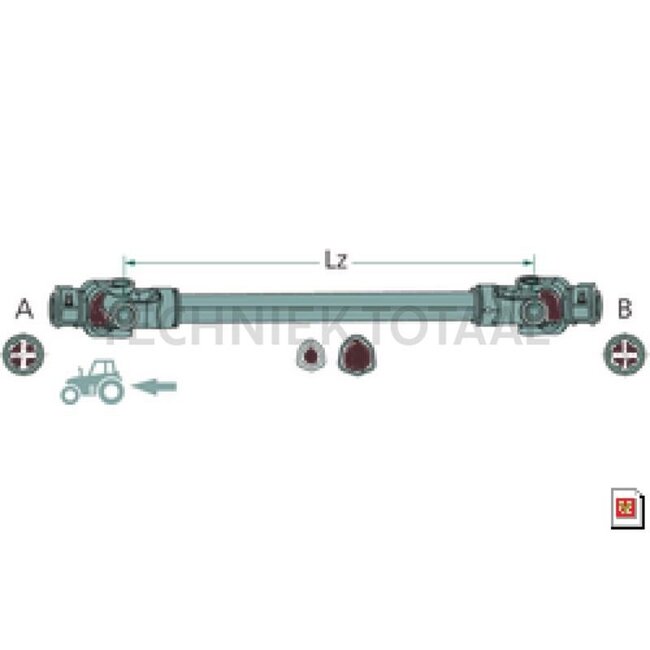 ROTARO Zapfwelle 1 3/8" 6 Keilnut, 710 mm, R10, dreieckig
