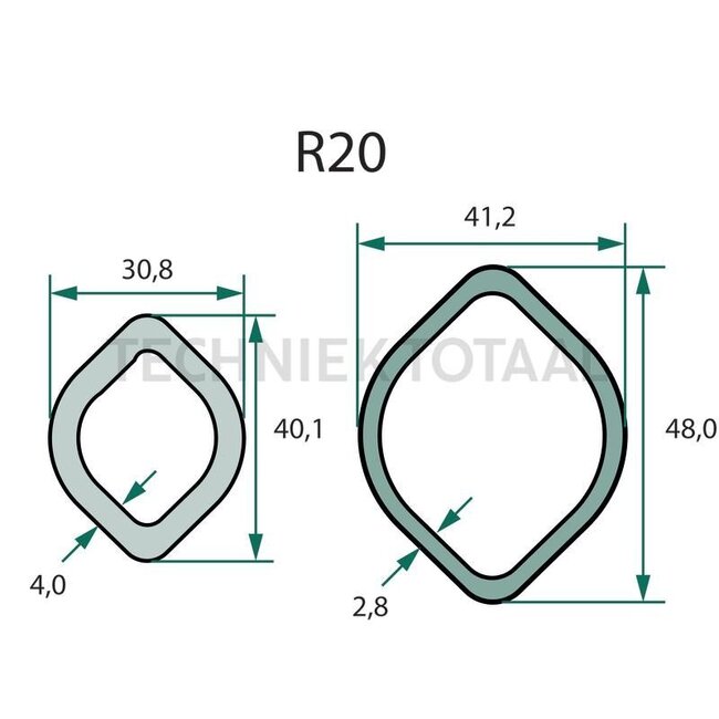ROTARO Aftakas vrijloop rechtsdraaiend 1210 mm, 34 / 55 pk, citroen