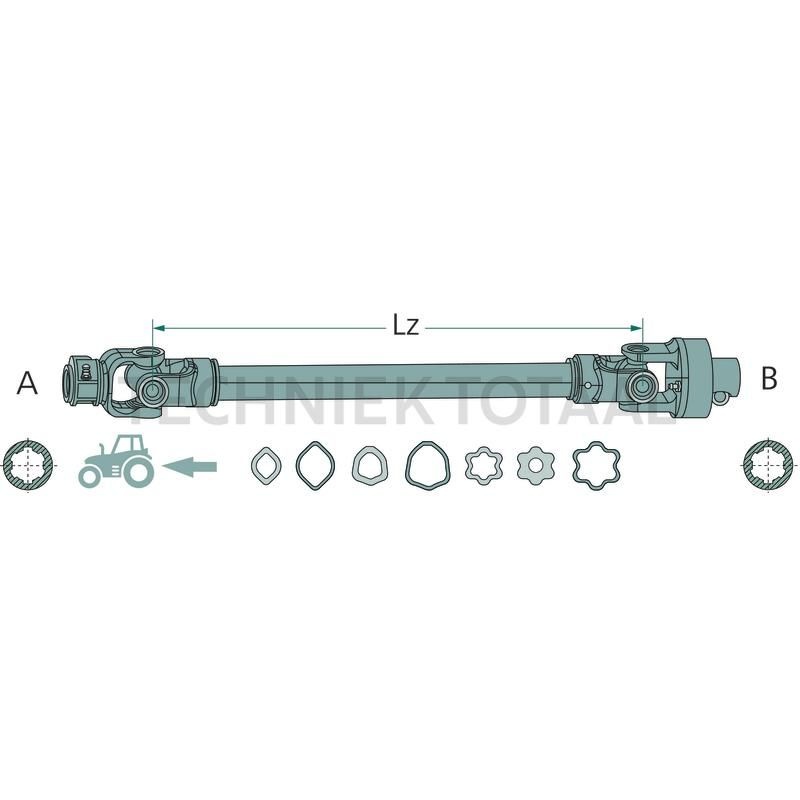 ROTARO Aftakas vrijloop rechtsdraaiend 1210 mm, 34 / 55 pk, driehoekig, foto 2 van 2