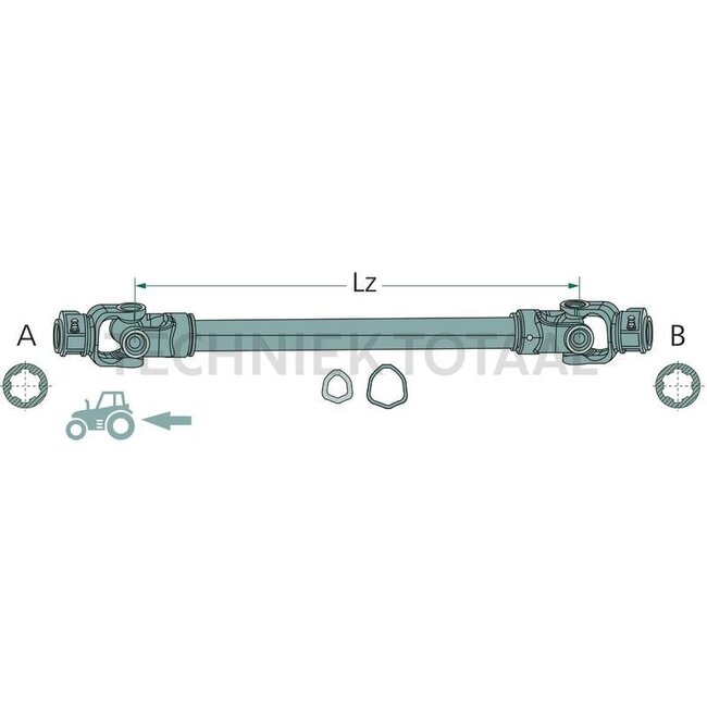 ROTARO PTO shaft 1210 mm, 34 / 55 pk, triangular