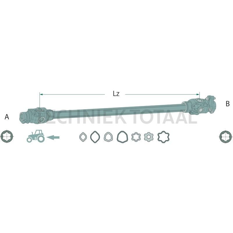ROTARO Aftakas met breekboutkoppeling R20 860 mm, citroen, 34 / 55 pk, foto 2 van 2