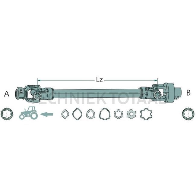 ROTARO Aftakas met vrijloopkoppeling 860 mm - tot 50 / 77 PK