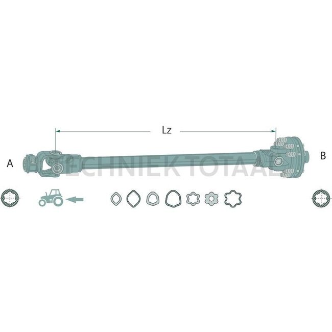 ROTARO Aftakas met slipkoppeling 1210 mm - tot 83 / 131 PK