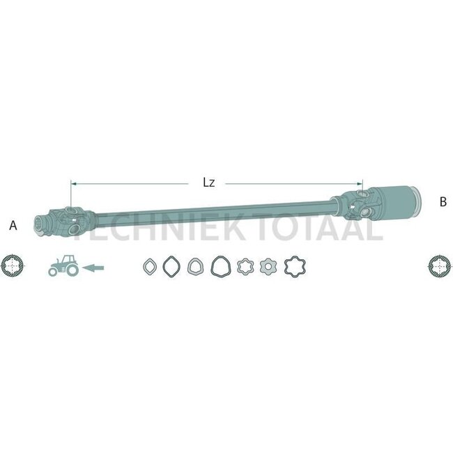 ROTARO PTO shaft with radial pin clutch R60 1210 mm, 83 / 131 pk