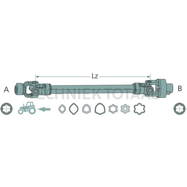 ROTARO PTO shaft with overrunning clutch clockwise R80 1210 mm, 108 / 167 pk