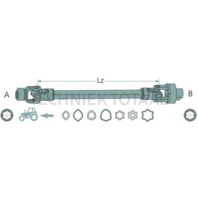 ROTARO Aftakas met vrijloopkoppeling rechtsdraaiend R80 1210 mm, 108 / 167 pk, foto 2 van 2