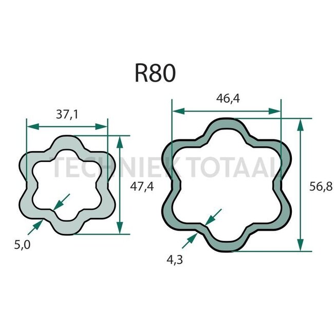 ROTARO Zapfwelle R80 1210 mm, 1 3/8 Zoll 6 Keilnut, 108 / 167 pk