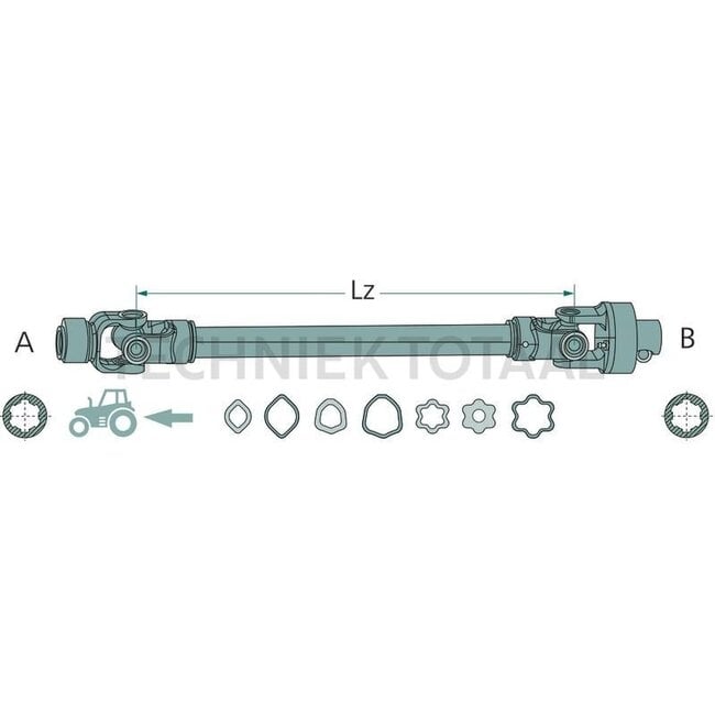 ROTARO PTO shaft with overrunning clutch clockwise R80, 860 mm, 108 / 167 pk