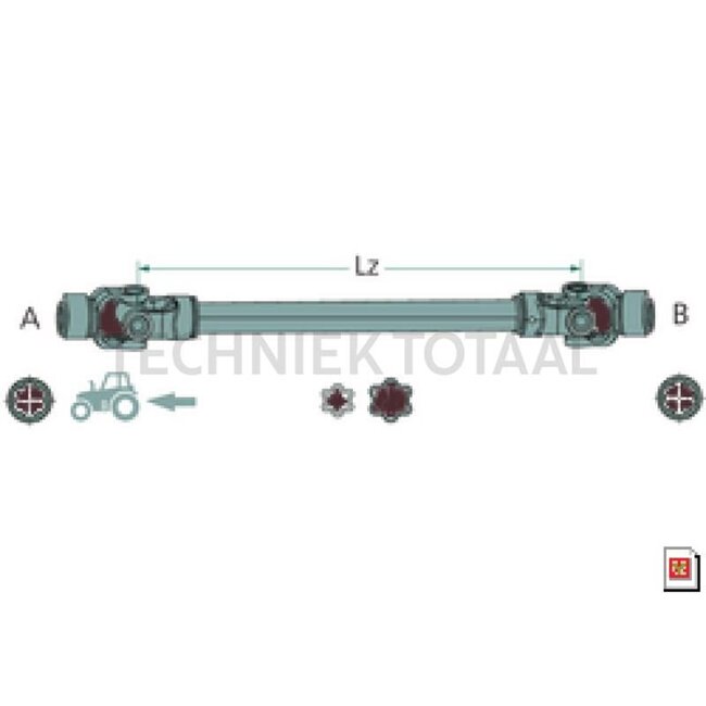 ROTARO PTO shaft with overrunning clutch 860 mm - up to 108 / 167 HP