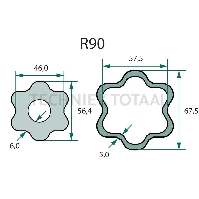 ROTARO Aftakas R90 ster, 860 mm, 129 / 200 pk, foto 2 van 2
