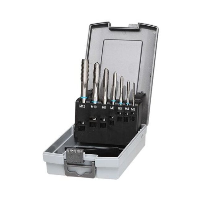 Labor Machinetapset DIN371/376 HSS-G doorlopende gaten 7-delig kunststof M3-M12