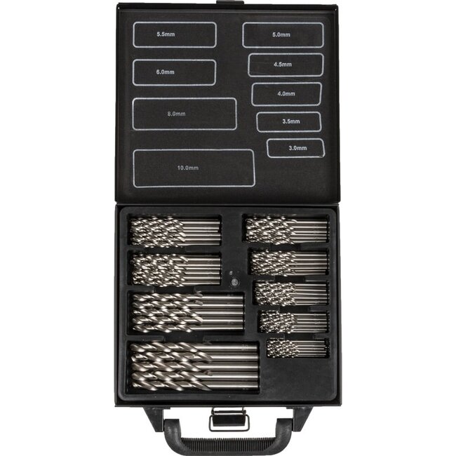 Labor Metaalborenkoffer DIN338 HSS-Co Cobalt 5% 80-delig 3.0-6.0mm x0.5mm +8mm +10mm