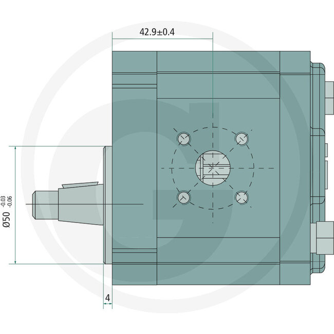 GRANIT GRANIT hydraulic pump if necessary, shorten shaft to avoid damage to water tank - 25999035, 3145248R93, 1986963C1, 0510415301, 0510415303, 0510415306, 0510415311, AL37753, AL10681, G231941010010 | Output volume: 8 cc/rev | Drive shaft: Taper 1:5, Ø 17 x 1