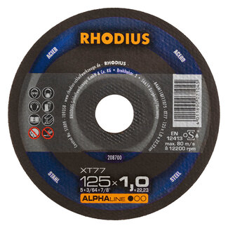 RHODIUS Cutting disc XT77 125x1.0mm steel - 100 pcs
