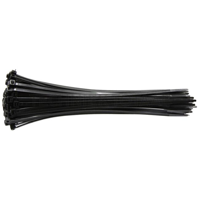 GRANIT Bundelbandjes trekbandjes Tyraps, 100 stuks - 500KB30012130016 | Lengte: 300 mm | Breedte: 4,8 mm | Kleur: zwart | VPE: 100 | Afmetingen: 300 x 4,8 mm | Materiaal: Polyamide 6.6, halogeenvrij, siliconenvrij | Extra informatie: • Robuust |  • Vlamvertragen