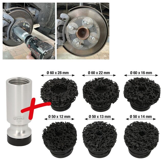 KS Tools Wheel hub bolt grinder set, Ø 50 / 60 mm, 7 pcs  - 100.5090