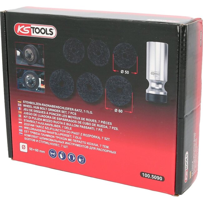 KS Tools Jeu de disques à poncer les moyeux de roues, Ø 50 / 60 mm, 7 pcs - 100.5090