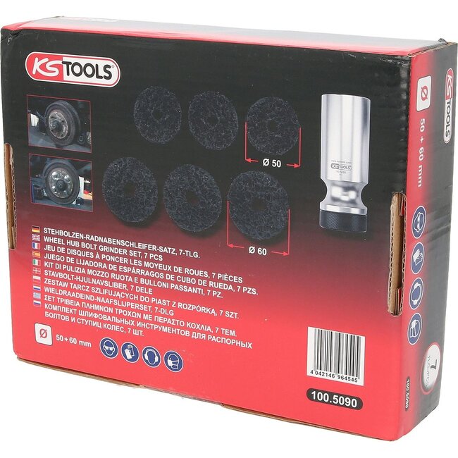 KS Tools Wieldraadeind-naafslijperset Ø 50 / 60 mm - 7 delig - 100.5090