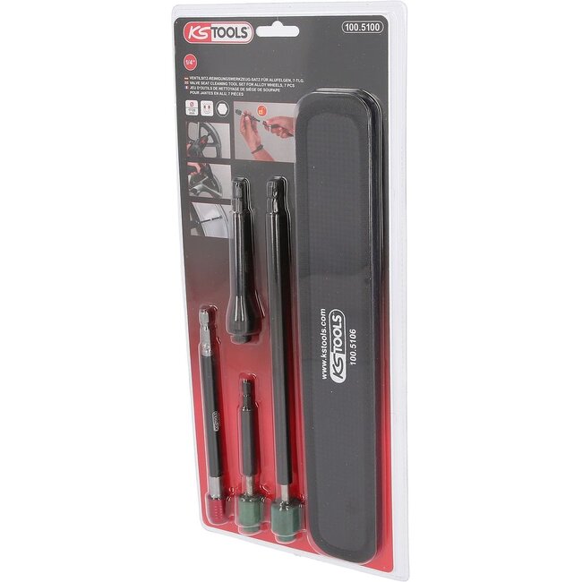 KS Tools Valve seat cleaning tool set for alloy wheels, 7-pcs - 100.5100