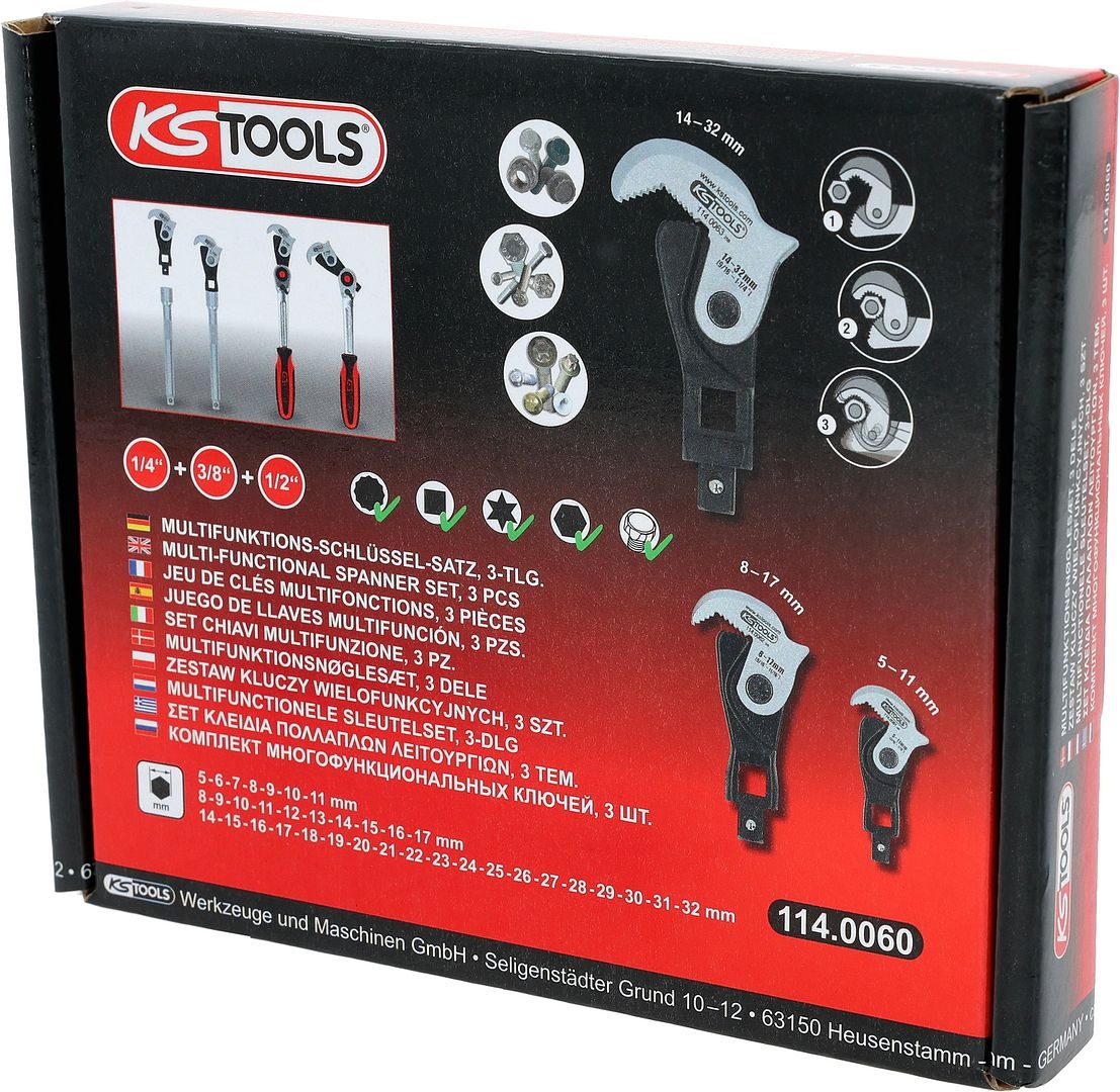 KS Tools 1/4" + 3/8" + 1/2" multifunctionele sleutelset - 3 - delig - 114.0060, foto 3 van 6