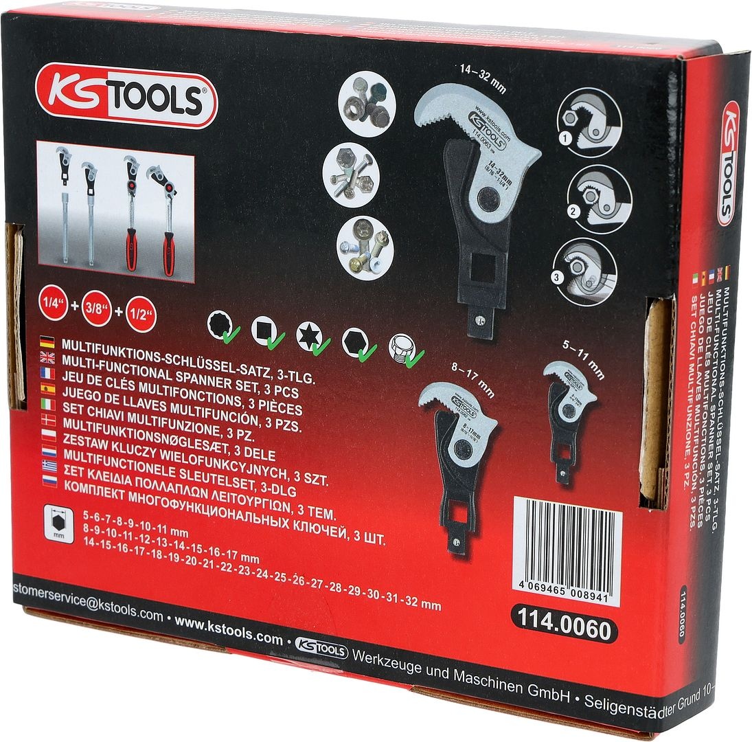 KS Tools 1/4" + 3/8" + 1/2" multifunctionele sleutelset - 3 - delig - 114.0060, foto 4 van 6