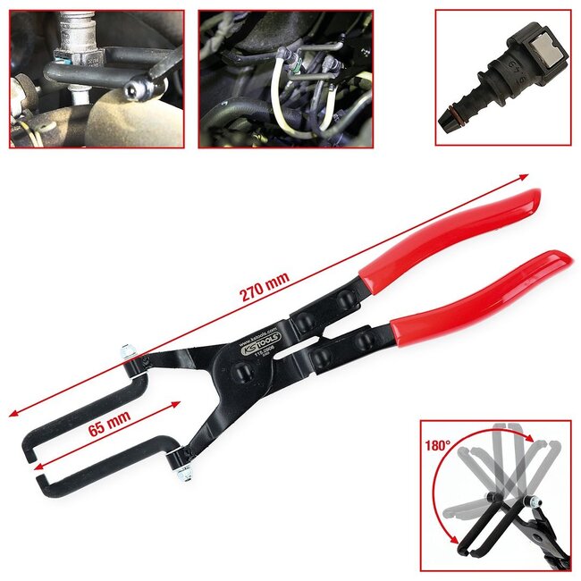 KS Tools Fuel pipe pliers for quick coupling with flexible joint - 115.0906