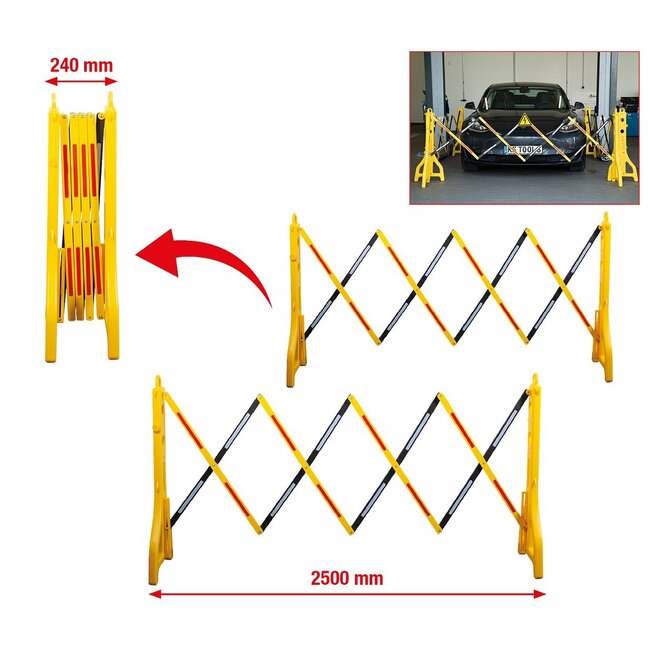 KS Tools Scissor barrier made of plastic, 240 - 2500 mm, 2 pcs - 117.1545