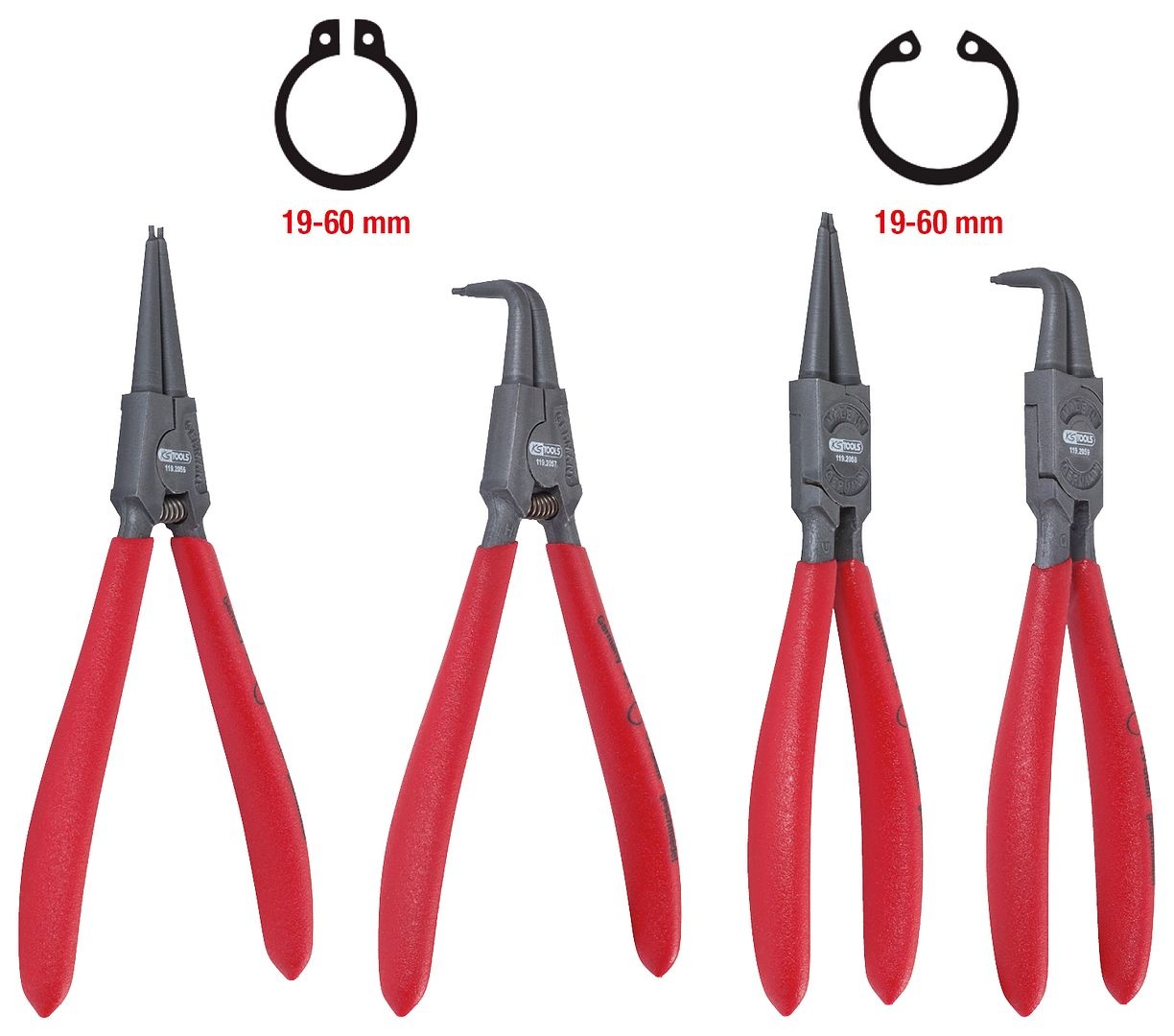 KS Tools Borgringtangenset - 19-60mm - 4 delig - 119.2055, foto 2 van 2