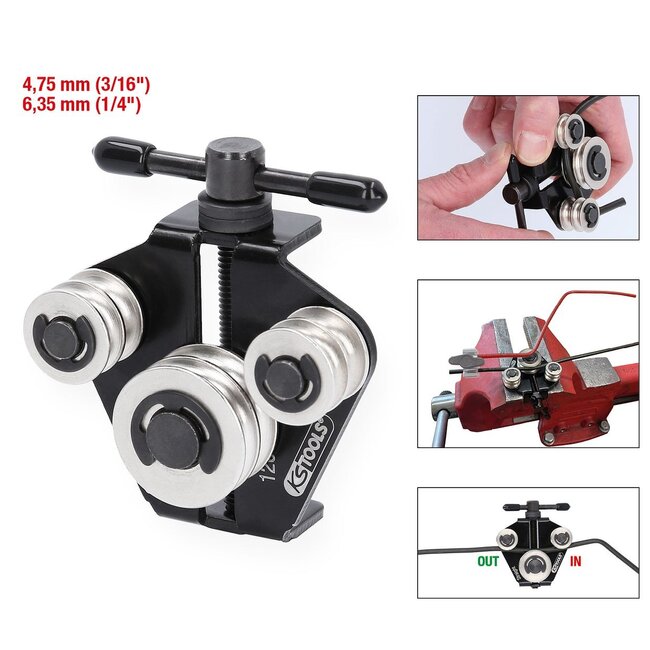 KS Tools Remleidingrichtgereedschap / -buiggereedschap Ø 4,75 mm (3/16") + 6,35 mm (1/4") - 120.1004