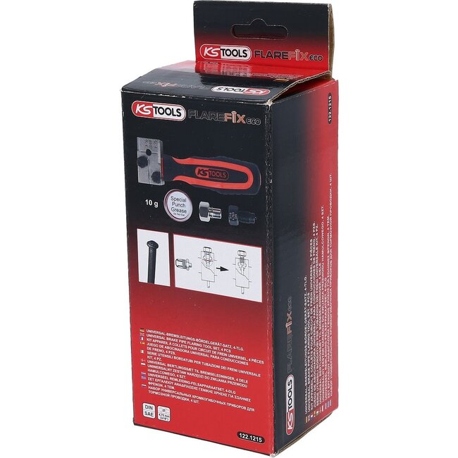 KS Tools FLAREFIXeco 4,75 mm Universal-Bremsleitungs-Bördelgerät-Satz, 4-tlg - 122.1215