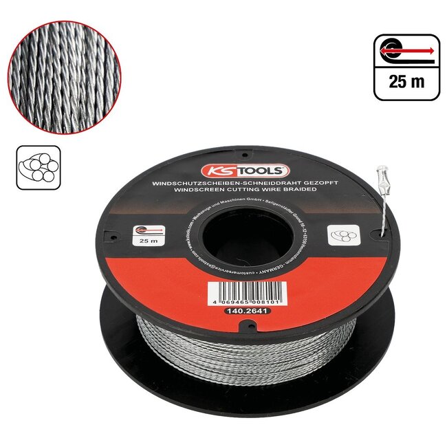 KS Tools Windshield cutting wire braided, 25 m - 140.2641