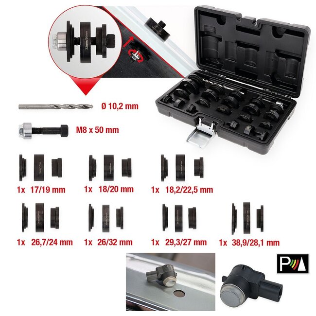 KS Tools Coffret pour perçage des logements de capteurs de distance, 23 pcs - 140.2650